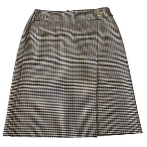 H&M Women's Houndstooth Pencil Skirt Sz 6 Knee Length Lined Front Slit Career